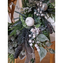 Wieniec zimowy świąteczny Srebrny Blask 55 cm